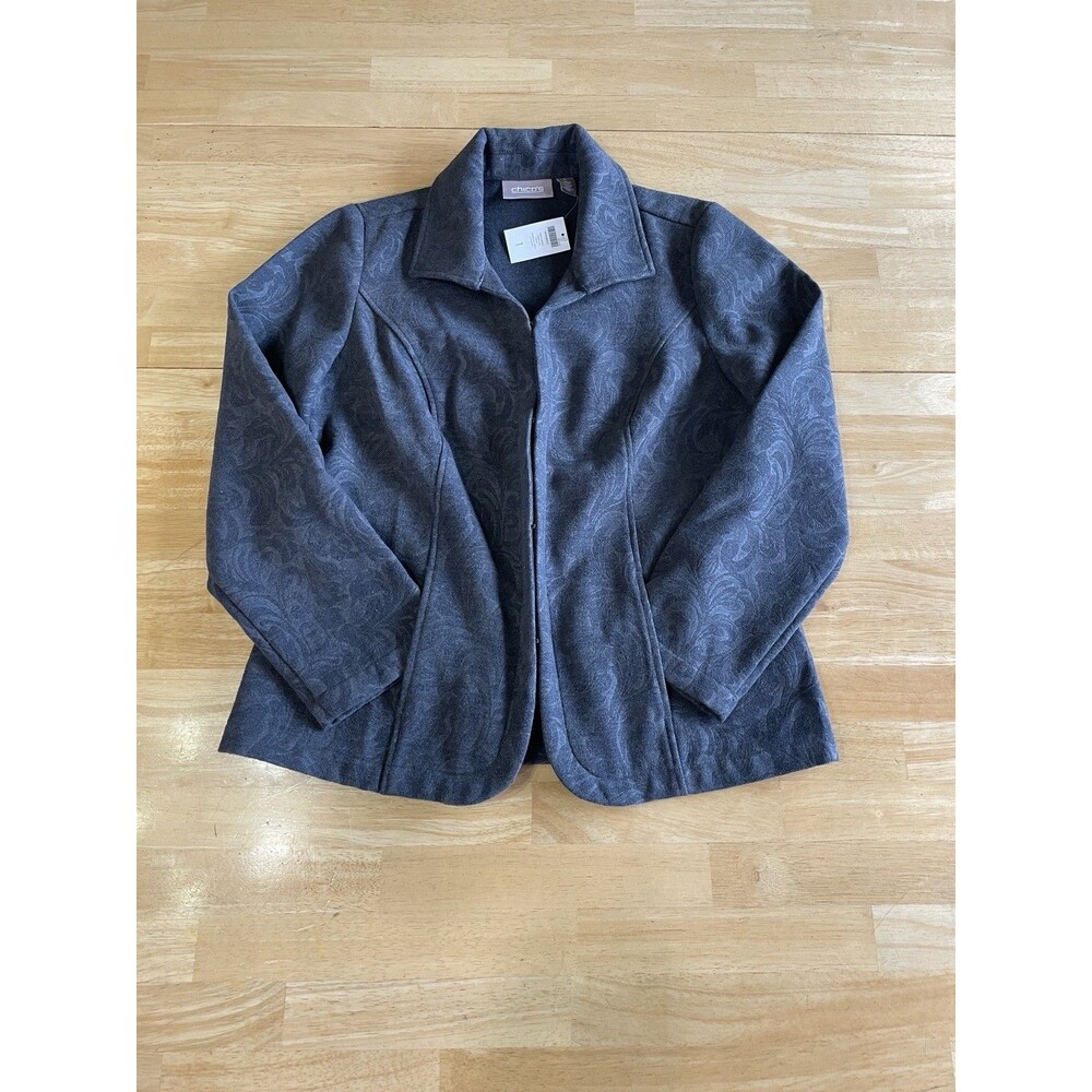 CHICO'S Outlet NWT  Jarrah Jacket Top Size 1 Grey Gray Swirls